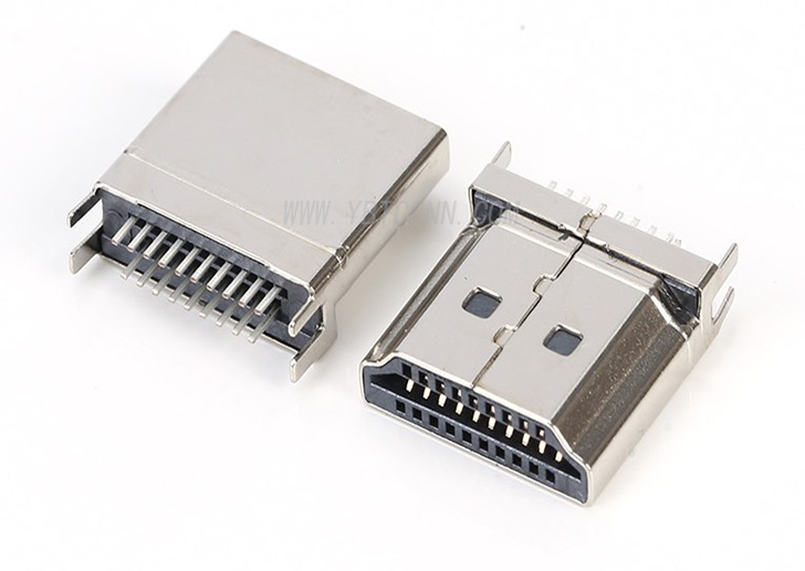 HDMI19P A公头 180° 焊板式